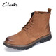 Clarks其樂(lè )男鞋秋冬款英倫高幫復古工裝靴百搭牛皮休閑短靴馬丁靴 棕色 42
