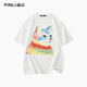 PINLI品立2025夏季新款男士個(gè)性彩虹貓短袖T恤潮流純棉休閑體恤衫 白色 M (170)