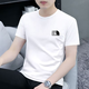 里其德蒙商務(wù)休閑短袖t恤男士新款百搭衣服休閑時(shí)尚透氣舒適圓領(lǐng)半截袖男 白色 常規 XL （140-155斤）