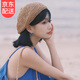 鹿珊伍 復古草編貝雷帽 夏季薄款透氣貝雷帽女氣質(zhì)文藝時(shí)尚復古畫(huà)家帽潮 卡其色 均碼