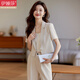 伊婭莎小個(gè)子短款西裝外套女士夏季薄款休閑氣質(zhì)女神范短袖職業(yè)西服套裝 單件杏色西裝 L 建議100-110斤