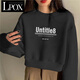 LPOX加絨/薄款ins超火短款衛(wèi)衣女秋冬oversize外套秋冬款女潮學(xué)生寬松 黑色unt8加絨款 M 建議[95斤內(nèi)]