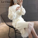 拉夏貝爾（La Chapelle）針織連衣裙女裝新款2025年春秋裙小個(gè)子兩件套裝氣質(zhì)中長(zhǎng)款裙子冬 米白色 均碼