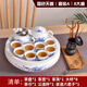 貝凈潔陶瓷茶盤托盤小型圓形茶臺青花瓷潮汕功夫茶具儲水簡約小茶盤茶托 白色 國色天香(套裝A