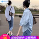 歐貝汐襯衫女中袖襯衣2025夏秋季新款寬松上衣休閑女士半袖小衫 藍色 L 【建議115-130斤】