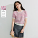 茵曼小香風(fēng)薄針織衫2025夏季女裝新款撞色圓領(lǐng)短袖氣質(zhì)套頭上衣 冬櫻粉 M