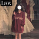 LPOX美式復(fù)古風(fēng)酒紅色衛(wèi)衣女開(kāi)春款寬松oversize街頭寬松可愛(ài)風(fēng)上衣外 酒紅色[常規(guī)款] S 60-85斤