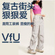 VFU工裝褲女戶(hù)外徒步登山運動(dòng)褲女夏季休閑寬松闊腿褲 冰川灰 M 