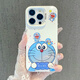杜梵納情侶可愛(ài)哆啦A夢(mèng)適用蘋(píng)果16手機殼新款彩繪iphone15promax卡通高級感14磨砂彩銀12全包防摔保護套 彩銀IMD銀底-藍色多啦A夢(mèng)  iPhone 16 Pro Max