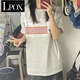 LPOX韓版印花短袖t恤女學(xué)生寬松中長款體恤衫夏季新款上衣服 白灰色 M 【建議80100斤】