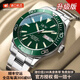 I&W CARNIVAL HWGUOJI瑞士品牌IW手表男機(jī)械表100米防水強(qiáng)夜光機(jī)械手表緑水鬼系列腕表 愛沃馳銀光綠面/進(jìn)口機(jī)芯/升級(jí)加強(qiáng)版 /原裝皮表帶