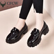 CFCW品牌厚底單鞋女粗跟漆皮小皮鞋2025春季新品女鞋軟底軟皮樂福鞋女 黑色頭層牛漆皮 34 腳背高拍大一碼