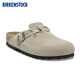 BIRKENSTOCK勃肯德國進口女款牛皮絨面革時尚編織Boston包頭拖鞋 沙色窄版1026694 37