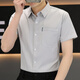 璇醇廣東普寧中年男襯衫高端短袖夏季韓版潮流帥氣口袋衣服條紋薄款 HS887灰色 M 95-108斤