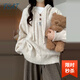 FSAT白色連帽毛衣女春秋季2025新款外穿針織衫慵懶風(fēng)韓系穿搭上衣 【米白色】 M 45/55kg