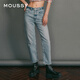 moussy【熱銷(xiāo)爆款】褲王新款直筒水洗毛邊牛仔褲010GAS11-5440 藍色 M