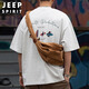 JEEP SPIRIT吉普日系短袖T恤男士夏季趣味沖浪印花上衣體恤打底衫 白色  XL 