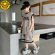 G.DUCKKIDS小黃鴨男童無袖套裝夏季兒童夏裝背心籃球運動服夏款大童裝男孩 灰色 140
