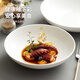 造器 菜盤商用創(chuàng)意白色家用深盤子精致陶瓷酒店用品北歐餐具西餐盤子 9英寸雙線浮雕深盤