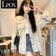 LPOX小香風(fēng)外套女ins潮格子高級(jí)感輕奢小眾慵懶風(fēng)千鳥(niǎo)格日系工裝夾克 白色-春秋[優(yōu)質(zhì)面料] 薄款 S 60-85斤[高品質(zhì)]