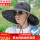 鑫諾翔遮陽帽男夏季戶外防曬帽子遮臉太陽帽大檐帽紫外線釣魚漁夫帽草帽 藏青色【大面積防嗮】