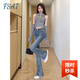 FSAT微喇牛仔褲女小個(gè)子馬蹄褲淺色春夏薄2025新款舒適百搭直筒牛仔褲 復古藍 商場(chǎng)同款 M (適合96-109斤) 商場(chǎng)同款