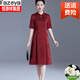 Fazeya恒源祥中老年真絲連衣裙女2025新中式改良旗袍喜婆婆高端桑蠶絲裙 酒紅 4XL 【建議145-165斤】