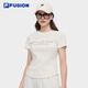 FILA FUSION斐樂(lè)潮牌女子針織短袖衫2025夏季新款時(shí)尚修身短袖T恤 云白色-WT M 165/84A/M