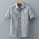 100%純棉高品質(zhì)短袖襯衫男純色夏季日系寬松休閑大碼工裝開(kāi)衫襯衣 灰色 1506 2XL （160-170斤）