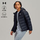 安德瑪（UNDERARMOUR）冬季新款Core男子連帽運(yùn)動(dòng)短款鴨絨保暖羽絨服6001970 黑色001 XL