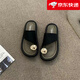 百麗踏設(shè)計感小眾黑色沙灘涼鞋拖鞋女外穿2025夏季新款法式晚風平底涼鞋 黑色 38 法式晚風平底涼鞋