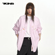 TGNS【彩色紐扣裝飾】TGNS藍色豎條紋襯衫男女春季設計感襯衣長(cháng)袖外套 櫻花粉 L