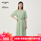 哥弟真的好（GIRDEAR）女裝中長款短袖洋裝連衣裙【附腰帶】8500125 薄荷綠 S (2碼)