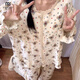 莫代爾睡衣女春夏長袖花邊小熊甜美韓版套裝25新品少女風可外穿家居服XL