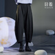 日著趣水月藍(lán)針織繭形休閑褲2025夏季新款休閑顯瘦闊腿七分褲女 靜夜黑 L