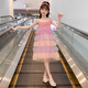 哈羅小黃鴨（G.DUCKKIDS）女童連衣裙夏季2025新款女孩洋氣蓬蓬紗裙公主裙夏裝兒童網(wǎng)紅裙子 紫色 110 cm