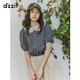 DZZIT地素襯衫夏季幾何花布襯夏日活力上衣女3J2D3026A 黑色 XS