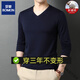 羅蒙（ROMON）長(cháng)袖T恤男士純色全棉汗衫雞心V領(lǐng)上衣打底衫可外穿秋衣內衣服抗菌 父親節禮物高端品牌5502上青+國際 XL 175/115(130-150斤)