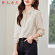 RLAS豎條紋純棉襯衫女長(cháng)袖2026春秋新款寬松休閑襯衣通勤面試工作上衣 白色 M 【體重115-130斤】