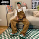 JEEP SPIRIT日系復(fù)古橘棕拼色中性背帶褲男兩面穿情侶寬松直筒工裝褲男裝 D185圖色 XL