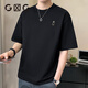 GLXLG短袖T恤男士刺繡夏季薄款2025新款液氨絲光棉重磅半袖男圓領(lǐng)體恤 黑色(升級(jí)涼感面料) M [100-120斤]