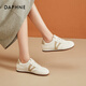 達芙妮平底低跟德訓鞋女百搭輕便系帶低幫舒適板鞋運動(dòng)休閑鞋 奶茶色39