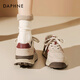 達(dá)芙妮（DAPHNE）厚底老爹鞋女2024爆款春季百搭運(yùn)動(dòng)鞋軟底小蠻腰休閑鞋復(fù)古德訓(xùn)鞋 棕紅色【增高3CM】 37