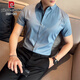 皮爾卡丹（pierre cardin）男士襯衫2026春夏新款冰絲短袖無(wú)痕抗皺休閑商務(wù)修身高級感襯衣男 1811天藍色（無(wú)痕款） XL (125-140斤)