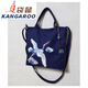 袋鼠（KANGAROO）原創(chuàng  )質(zhì)感中國風(fēng)文藝復古帆布大容量多口袋帆布斜挎單肩包女 藏青仙鶴(精美刺繡)