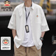 大嘴猴（paul frank）短袖襯衫男夏季潮牌休閑襯衣男士寬松上衣外套男裝 白色 2XL