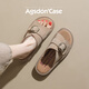 奧古獅登（Agsdon）拖鞋女夏季新款復古時尚麻薯拖鞋女外穿一字涼拖 452092 杏色 38