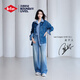 Lee Cooper/李庫珀孟子義同款牛仔外套女裝翻領(lǐng)明星夾克襯衫女2025新春夏季 藍(lán)色孟子義同款】深藍(lán)色襯衫外套 S 【25碼】