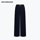 ANN ANDELMAN官方直營2025新品純色直筒長褲設(shè)計感松緊腰休閑褲女 藏藍色 S