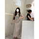 甜菲鹿復古撞色條紋背心連衣裙女2025年夏季polo領(lǐng)收腰顯瘦不規則長(cháng)裙子 圖片色 M 【建議90-100斤】
